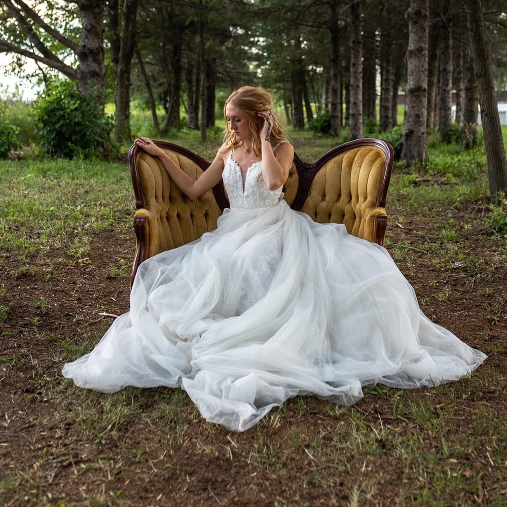 Wedding dress overlay. Tulle. Excellent condition. White with sequins.